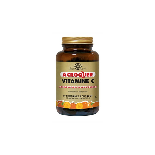 SOLGAR VITAMINE C AROME ORANGE 500 MG 90 COMPRIMES A CROQUER