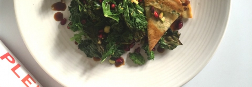 Farinata, Kale + Pomegranate Salade